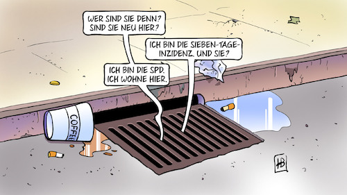 Cartoon: Inzidenz und SPD (medium) by Harm Bengen tagged gulli,gully,sieben,tage,inzidenz,corona,spd,umfragewerte,harm,bengen,cartoon,karikatur,gulli,gully,sieben,tage,inzidenz,corona,spd,umfragewerte,harm,bengen,cartoon,karikatur