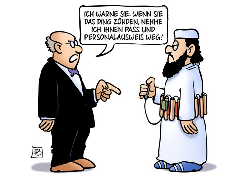 Cartoon: Islamisten-Pass (medium) by Harm Bengen tagged islamisten,pass,personalausweis,terror,sprengstoffguertel,is,isis,alkaida,drohung,harm,bengen,cartoon,karikatur,islamisten,pass,personalausweis,terror,sprengstoffguertel,is,isis,alkaida,drohung,harm,bengen,cartoon,karikatur