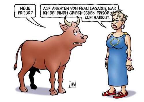 Cartoon: IWF-Haircut (medium) by Harm Bengen tagged frisur,haare,lagarde,frisör,haircut,schulden,griechenland,eu,europa,stier,harm,bengen,cartoon,karikatur,frisur,haare,lagarde,frisör,haircut,schulden,griechenland,eu,europa,stier,harm,bengen,cartoon,karikatur