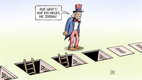 Cartoon: Jordan-Reinfall (medium) by Harm Bengen tagged jordan,reinfall,falltür,usa,republikaner,kongress,speaker,wahl,uncle,sam,harm,bengen,cartoon,karikatur,jordan,reinfall,falltür,usa,republikaner,kongress,speaker,wahl,uncle,sam,harm,bengen,cartoon,karikatur