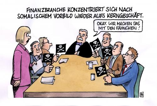 Cartoon: Kerngeschäft (medium) by Harm Bengen tagged somalia,pirat,piraten,verbrechen,raub,brecht,kerngeschäft,wirtschaft,ökonomie,manager,chef,führungskraft,aufsichtsrat,vorstand,konzentration,konzentrieren,kern,bilanz,cartoon,cartoons,kapitän,fregatte,somalia,piraten,geld,überfall,wirtschaft,politik,schiff,schiffe,verbrechen,pirat,raub,brecht,kerngeschäft,ökonomie,manager,führungskraft,chef,aufsichtsrat,vorstand,konzentration,konzentrieren,kern,bilanz,sparkasse,werbung,bank,banken