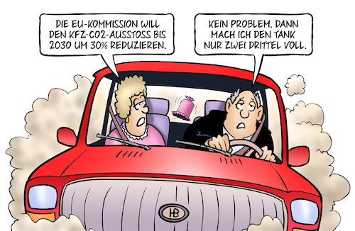 Cartoon: KFZ-CO2 bis 2030 (medium) by Harm Bengen tagged europa,eu,kommission,will,kfz,co2,ausstoss,2030,reduzieren,tank,voll,auto,harm,bengen,cartoon,karikatur,europa,eu,kommission,will,kfz,co2,ausstoss,2030,reduzieren,tank,voll,auto,harm,bengen,cartoon,karikatur