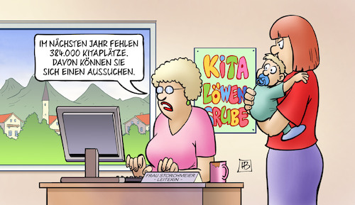 Cartoon: Kita-Plätze fehlen (medium) by Harm Bengen tagged fehlen,kitaplätze,kinderbetreuung,computer,kita,löwengrube,harm,bengen,cartoon,karikatur,fehlen,kitaplätze,kinderbetreuung,computer,kita,löwengrube,harm,bengen,cartoon,karikatur