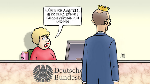 Cartoon: Krönung (medium) by Harm Bengen tagged kanzlerwahl,bundestag,empfang,merz,krone,krönung,eitelkeit,harm,bengen,cartoon,karikatur,kanzlerwahl,bundestag,empfang,merz,krone,krönung,eitelkeit,harm,bengen,cartoon,karikatur