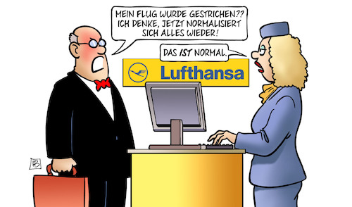 Cartoon: Lufthansa normal (medium) by Harm Bengen tagged flug,flughafen,gestrichen,normalisiert,normal,schalter,streik,warnstreik,lufthansa,verdi,tarifrunde,harm,bengen,cartoon,karikatur,flug,flughafen,gestrichen,normalisiert,normal,schalter,streik,warnstreik,lufthansa,verdi,tarifrunde,harm,bengen,cartoon,karikatur