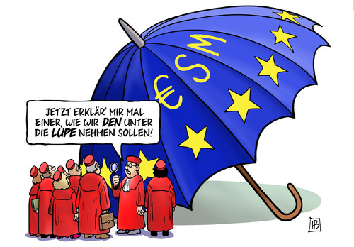 Cartoon: Lupe (medium) by Harm Bengen tagged verhandlung,gericht,viskalpakt,eurorettungsschirm,europa,euro,eilantrag,bundesverfassungsgericht,esm,lupe,krise,schulden,schuldenbremse,bundestag,recht,lupe,esm,bundesverfassungsgericht,eilantrag,euro,europa,eurorettungsschirm,fiskalpakt,gericht