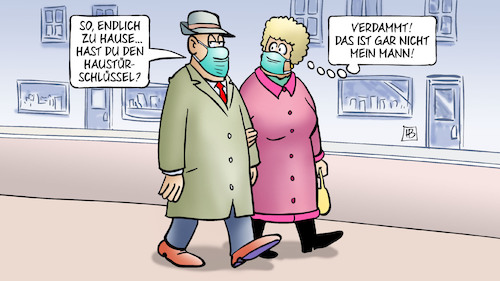 Cartoon: Maskenprobleme (medium) by Harm Bengen tagged haustürschlüssel,maskenprobleme,mann,ehe,mundschutz,corona,coronavirus,ansteckung,pandemie,epidemie,krankheit,schaden,harm,bengen,cartoon,karikatur,haustürschlüssel,maskenprobleme,mann,ehe,mundschutz,corona,coronavirus,ansteckung,pandemie,epidemie,krankheit,schaden,harm,bengen,cartoon,karikatur