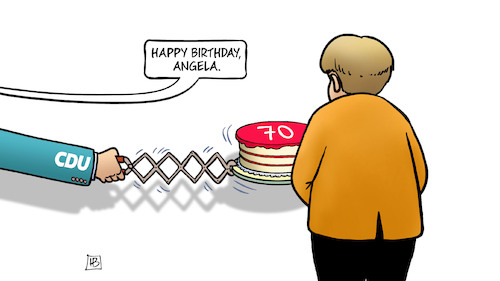 Cartoon: Merkel 70 (medium) by Harm Bengen tagged happy,birthday,angela,merkel,70,cdu,torte,kuchen,distanz,harm,bengen,cartoon,karikatur,happy,birthday,angela,merkel,70,cdu,torte,kuchen,distanz,harm,bengen,cartoon,karikatur