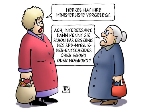 Cartoon: Ministerliste (medium) by Harm Bengen tagged merkel,ministerliste,cdu,parteitag,groko,ergebnis,spd,mitgliederentscheid,nogroko,susemil,harm,bengen,cartoon,karikatur,merkel,ministerliste,cdu,parteitag,groko,ergebnis,spd,mitgliederentscheid,nogroko,susemil,harm,bengen,cartoon,karikatur