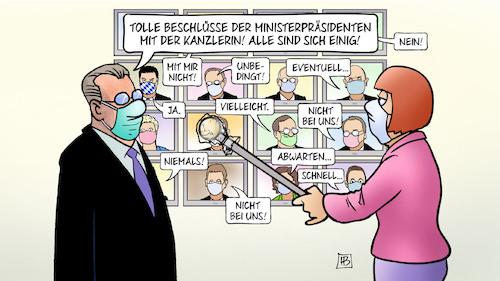 Cartoon: MP-Ergebnisse (medium) by Harm Bengen tagged beschlüsse,ministerpräsidenten,kanzlerin,merkel,monitore,videokonferenz,corona,regeln,interview,masken,harm,bengen,cartoon,karikatur,beschlüsse,ministerpräsidenten,kanzlerin,merkel,monitore,videokonferenz,corona,regeln,interview,masken,harm,bengen,cartoon,karikatur