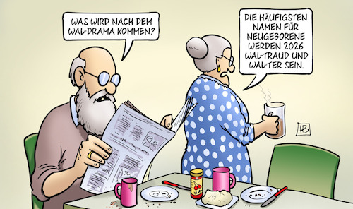 Cartoon: Nach-Wal (medium) by Harm Bengen tagged buckelwal,timmi,ostsee,wal,drama,namen,neugeborene,2026,waltraud,walter,susemil,harm,bengen,cartoon,karikatur,buckelwal,timmi,ostsee,wal,drama,namen,neugeborene,2026,waltraud,walter,susemil,harm,bengen,cartoon,karikatur