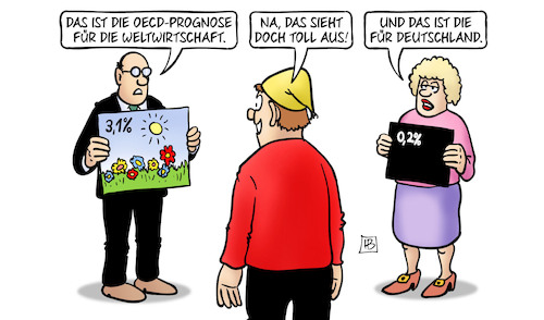 Cartoon: OECD-Prognosen (medium) by Harm Bengen tagged oecd,prognose,weltwirtschaft,deutschland,schwarz,michel,harm,bengen,cartoon,karikatur,oecd,prognose,weltwirtschaft,deutschland,schwarz,michel,harm,bengen,cartoon,karikatur