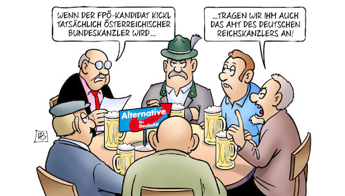 Cartoon: Österreich-Kanzler (medium) by Harm Bengen tagged kickl,bundeskanzler,fpö,kandidat,österreich,wahl,amt,deutscher,deutschland,reichskanzler,hitler,afd,rechts,nazis,machtergreifung,stammtisch,harm,bengen,cartoon,karikatur,kickl,bundeskanzler,fpö,kandidat,österreich,wahl,amt,deutscher,deutschland,reichskanzler,hitler,afd,rechts,nazis,machtergreifung,stammtisch,harm,bengen,cartoon,karikatur