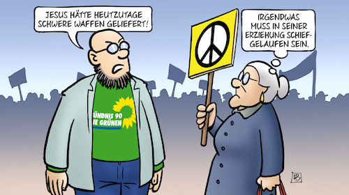 Cartoon: Ostermarsch 2022 (medium) by Harm Bengen tagged jesus,schwere,waffen,erziehung,grüne,ostermarsch,peace,friedensdemonstrationen,russland,ukraine,krieg,harm,bengen,cartoon,karikatur,jesus,schwere,waffen,erziehung,grüne,ostermarsch,peace,friedensdemonstrationen,russland,ukraine,krieg,harm,bengen,cartoon,karikatur