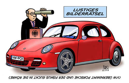 Cartoon: Porsche-Übernahme (medium) by Harm Bengen tagged porsche,übernahme,lustiges,bilderrätsel,vw,konzern,fiskus,staat,finanzamt,steuern,röhre,deal,sportwagenbauer,wolfsburg,stuttgart,niedersachsen,baden,württemberg,porsche,übernahme,lustiges,bilderrätsel,vw,fiskus,staat,finanzamt,sportwagenbauer,wolfsburg