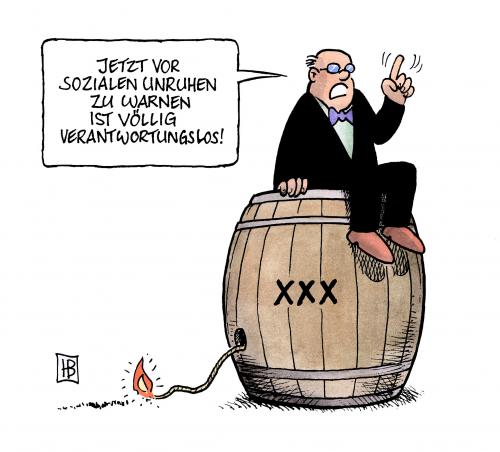 Cartoon: Pulverfass (medium) by Harm Bengen tagged pulverfass,lunte,zündschnur,sprengstoff,dynamit,tnt,warnung,sozial,soziale,unruhen,aufstand,revolution,krise,beschäftigung,arbeitslos,kurzarbeit,dgb,michael,sommer,cartoon,cartoons,fass,pulver,lunte,zündschnur,sprengstoff,dynamit,explosion,tnt,warnung,sozial,soziale,unruhen,aufstand,revolution,krise,arbeitslos,kurzarbeit,dgb,michael sommer,wirtschaft,arbeit,job,karriere,verantwortung,michael,sommer