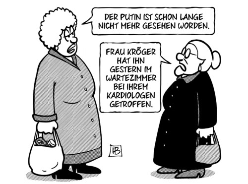 Cartoon: Putin weg (medium) by Harm Bengen tagged putin,russland,praesident,krank,wartezimmer,kardiologen,getroffen,harm,bengen,cartoon,karikatur