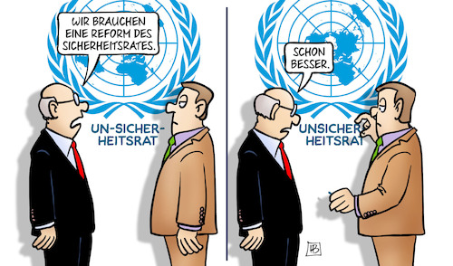 Cartoon: Reform Sicherheitsrat (medium) by Harm Bengen tagged reform,sicherheitsrat,unsicherheitsrat,un,vereinte,nationen,harm,bengen,cartoon,karikatur,reform,sicherheitsrat,unsicherheitsrat,un,vereinte,nationen,harm,bengen,cartoon,karikatur