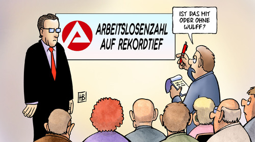 Cartoon: Rekordtief (medium) by Harm Bengen tagged medien,journalisten,krieg,bild,bildzeitung,drohen,drohung,rubikon,affäre,unternehmer,wulff,bundespräsident,maschmeyer,geerkens,anwalt,kredit,vorteil,vorteilsnahme,zinsen,bestechung,korruption,anzeigen,rücktritt,rekordtief,arbeitslosenzahlen,arbeitslos,weise,medien,journalisten,krieg,bild,bildzeitung,drohen,drohung,rubikon,affäre,unternehmer,wulff,bundespräsident