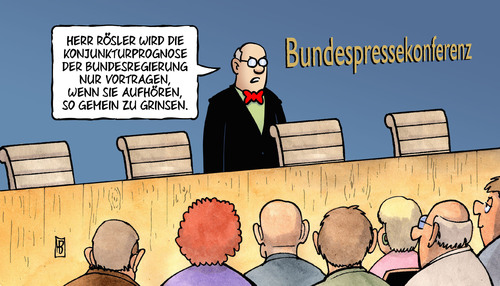 Cartoon: Röslers Abschied (medium) by Harm Bengen tagged rösler,abschied,röslers,wirtschaftsminister,fdp,konjunkturprognose,bundesregierung,bundespressekonferenz,pressekonferenz,journalisten,grinsen,schadenfreude,harm,bengen,cartoon,karikatur,rösler,abschied,röslers,wirtschaftsminister,fdp,konjunkturprognose,bundesregierung,bundespressekonferenz,pressekonferenz,journalisten,grinsen,schadenfreude,harm,bengen,cartoon,karikatur