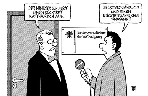 Cartoon: Rücktrittsforderungen (medium) by Harm Bengen tagged tankwagenbombardement,bomben,bombadieren,afghanistan,bundeswehr,nato,isaf,taliban,opfer,verteidigungsminister,angela merkel,untersuchungsausschuß,rücktritt,verteidigung,sicherheit,militär,angela,merkel