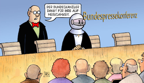 Cartoon: Scholz vor BPK (medium) by Harm Bengen tagged bundeskanzler,scholz,bpk,bundespressekonferenz,ritterhelm,harm,bengen,cartoon,karikatur,bundeskanzler,scholz,bpk,bundespressekonferenz,ritterhelm,harm,bengen,cartoon,karikatur