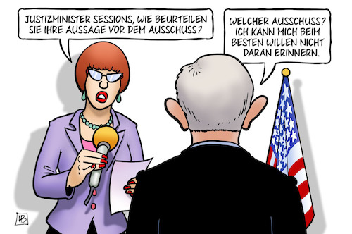 Cartoon: Sessions-Aussage (medium) by Harm Bengen tagged justizminister,sessions,aussage,ausschuss,interview,usa,trump,russland,erinnern,erinnerung,gedächtnis,harm,bengen,cartoon,karikatur,justizminister,sessions,aussage,ausschuss,interview,usa,trump,russland,erinnern,erinnerung,gedächtnis,harm,bengen,cartoon,karikatur