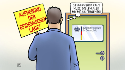 Cartoon: Spahn und epidemische Lage (medium) by Harm Bengen tagged aufhebung,epidemischen,lage,spahn,gesundheitsministerium,demonstration,untergang,corona,amtszeit,ende,harm,bengen,cartoon,karikatur,aufhebung,epidemischen,lage,spahn,gesundheitsministerium,demonstration,untergang,corona,amtszeit,ende,harm,bengen,cartoon,karikatur