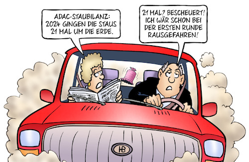 Cartoon: Staubilanz (medium) by Harm Bengen tagged adac,staubilanz,staus,kfz,zeitung,lesen,harm,bengen,cartoon,karikatur,adac,staubilanz,staus,kfz,zeitung,lesen,harm,bengen,cartoon,karikatur