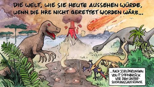 Cartoon: Steinbrück vor HRE-Ausschuß (medium) by Harm Bengen tagged finanzminister,steinbrück,hre,hypo,real,estate,untersuchungsausschuß,bundestag,finanzminister,peer steinbrück,hypo real estate,untersuchungsausschuß,untersuchung,bundestag,dinosaurier,peer,steinbrück,hypo,real,estate