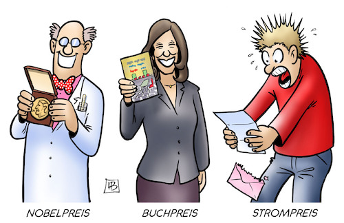 Cartoon: Strompreis-Rekord (medium) by Harm Bengen tagged strompreis,rekord,buchpreis,nobelpreis,schrecken,panik,harm,bengen,cartoon,karikatur,strompreis,rekord,buchpreis,nobelpreis,schrecken,panik,harm,bengen,cartoon,karikatur