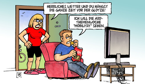 Cartoon: Themenwoche Mobilität (medium) by Harm Bengen tagged themenwoche,mobilität,ard,tv,fernsehen,mobil,themenwoche,mobilität,ard,tv,fernsehen,mobil