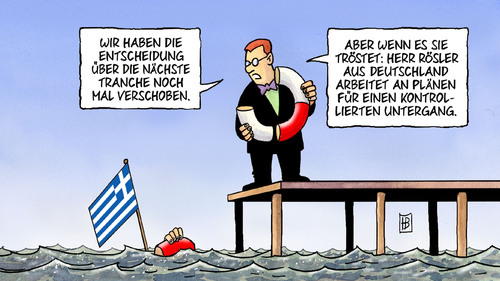 Cartoon: Troika (medium) by Harm Bengen tagged troika,rettungsschirm,rettungsring,griechenland,bundesrepublik,eu,deutschland,euro,eurokrise,euroschuldenkrise,schuldenkrise,krise,kredite,insolvenz,staat,rösler,troika,rettungsschirm,rettungsring,griechenland,bundesrepublik