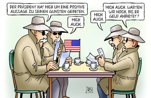 Cartoon: Trump erbittet Aussagen (medium) by Harm Bengen tagged positive,aussage,geld,geheimdienste,spione,russlandkontakte,flynn,comey,praesident,trump,usa,harm,bengen,cartoon,karikatur,positive,aussage,geld,geheimdienste,spione,russlandkontakte,flynn,comey,praesident,trump,usa,harm,bengen,cartoon,karikatur