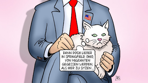 Cartoon: Trump und Katzen (medium) by Harm Bengen tagged katzen,springfield,ohio,migranten,essen,tv,duell,fernseher,blofeld,bond,usa,harris,trump,harm,bengen,cartoon,karikatur,katzen,springfield,ohio,migranten,essen,tv,duell,fernseher,blofeld,bond,usa,harris,trump,harm,bengen,cartoon,karikatur