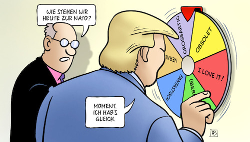 Cartoon: Trump und Nato (medium) by Harm Bengen tagged nato,trump,usa,gluecksrad,obsolet,harm,bengen,cartoon,karikatur,nato,trump,usa,gluecksrad,obsolet,harm,bengen,cartoon,karikatur