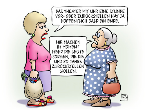 Cartoon: Uhrumstellung (medium) by Harm Bengen tagged uhrumstellung,zeitumstellung,winterzeit,sommerzeit,eu,befragung,abstimmung,stunde,80,jahre,nazis,rechtsextremismus,susemil,harm,bengen,cartoon,karikatur,uhrumstellung,zeitumstellung,winterzeit,sommerzeit,eu,befragung,abstimmung,stunde,80,jahre,nazis,rechtsextremismus,susemil,harm,bengen,cartoon,karikatur