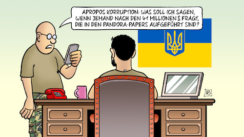 Cartoon: Ukraine-Korruption (medium) by Harm Bengen tagged korruption,41,millionen,pandora,papers,selenskyj,krieg,ukraine,russland,harm,bengen,cartoon,karikatur,korruption,41,millionen,pandora,papers,selenskyj,krieg,ukraine,russland,harm,bengen,cartoon,karikatur