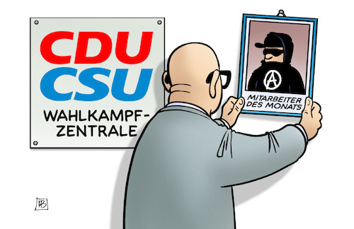 Cartoon: Unions-Mitarbeiter (medium) by Harm Bengen tagged gipfel,hamburg,g20,protest,randale,krawalle,autonome,schwarzer,block,peter,tauber,wahlkampfzentrale,cdu,csu,union,harm,bengen,cartoon,karikatur,gipfel,hamburg,g20,protest,randale,krawalle,autonome,schwarzer,block,peter,tauber,wahlkampfzentrale,cdu,csu,union,harm,bengen,cartoon,karikatur