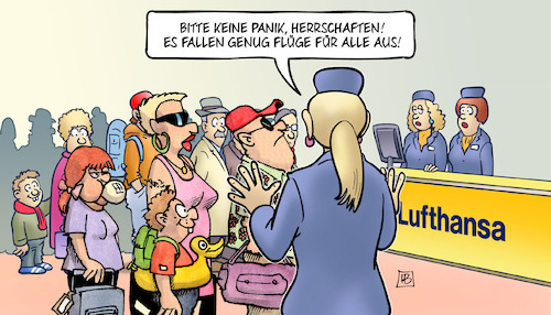 Cartoon: Verdi-Streik Lufthansa (medium) by Harm Bengen tagged panik,flüge,flughafen,flugausfall,urlaub,touristen,schlange,ausfall,bodenpersonal,verdi,lufthansa,streik,harm,bengen,cartoon,karikatur,panik,flüge,flughafen,flugausfall,urlaub,touristen,schlange,ausfall,bodenpersonal,verdi,lufthansa,streik,harm,bengen,cartoon,karikatur