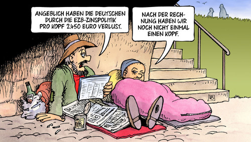 Cartoon: Verlust durch EZB (medium) by Harm Bengen tagged verlust,ezb,draghi,zinspolitik,zinsen,pro,kopf,rechnung,bruecke,bettler,obdachlos,armut,zeitung,harm,bengen,cartoon,karikatur,verlust,ezb,draghi,zinspolitik,zinsen,pro,kopf,rechnung,bruecke,bettler,obdachlos,armut,zeitung,harm,bengen,cartoon,karikatur