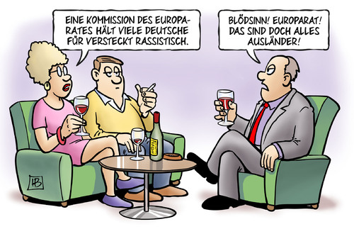 Cartoon: Versteckt rassistisch (medium) by Harm Bengen tagged versteckt,rassistisch,rassist,kommission,europarat,europa,eu,fremdenfeinlich,xenophob,xenophobie,auslaender,auslaenderfeindlich,harm,bengen,cartoon,karikatur,versteckt,rassistisch,rassist,kommission,europarat,europa,eu,fremdenfeinlich,xenophob,xenophobie,auslaender,auslaenderfeindlich,harm,bengen,cartoon,karikatur