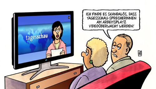 Cartoon: Videoüberwacht (medium) by Harm Bengen tagged videoüberwachung,videoüberwacht,tagesschau,sprecherin,arbeitsplatz,bundesregierung,dgb,datenschutz,privatsphäre,harm,bengen,cartoon,karikatur,videoüberwachung,videoüberwacht,tagesschau,sprecherin,arbeitsplatz,bundesregierung,dgb,datenschutz,privatsphäre,harm,bengen,cartoon,karikatur