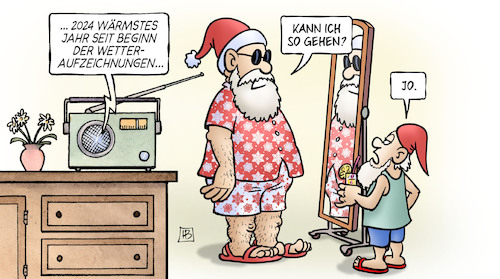 Cartoon: Wärmstes Jahr 2024 (medium) by Harm Bengen tagged 2024,wärmstes,warm,jahr,beginn,wetteraufzeichnung,klimawandel,erwärmung,radio,weihnachtsmann,wichtel,spiegel,harm,bengen,cartoon,karikatur,2024,wärmstes,warm,jahr,beginn,wetteraufzeichnung,klimawandel,erwärmung,radio,weihnachtsmann,wichtel,spiegel,harm,bengen,cartoon,karikatur