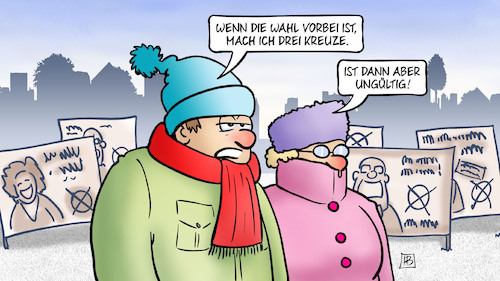 Cartoon: Wahl und drei Kreuze (medium) by Harm Bengen tagged wahl,bundestagswahl,drei,kreuze,winter,ungültig,harm,bengen,cartoon,karikatur,wahl,bundestagswahl,drei,kreuze,winter,ungültig,harm,bengen,cartoon,karikatur