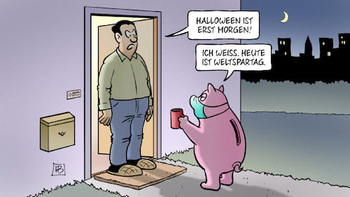 Cartoon: Weltspartag 2020 (medium) by Harm Bengen tagged weltspartag,2020,halloween,corona,sparschwein,haustür,betteln,mundschutz,harm,bengen,cartoon,karikatur,weltspartag,2020,halloween,corona,sparschwein,haustür,betteln,mundschutz,harm,bengen,cartoon,karikatur