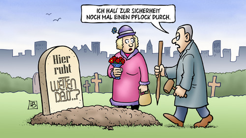 Cartoon: Wetten-Dass-Grab (medium) by Harm Bengen tagged grab,friedhof,pflock,untote,zombies,wetten,dass,tv,fernsehen,show,lanz,tradition,harm,bengen,cartoon,karikatur,grab,friedhof,pflock,untote,zombies,wetten,dass,tv,fernsehen,show,lanz,tradition,harm,bengen,cartoon,karikatur