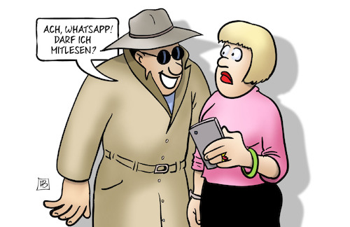 Cartoon: Whatsapp mitlesen (medium) by Harm Bengen tagged whatsapp,mitlesen,trojaner,geheimdienste,datenschutz,handy,harm,bengen,cartoon,karikatur,whatsapp,mitlesen,trojaner,geheimdienste,datenschutz,handy,harm,bengen,cartoon,karikatur