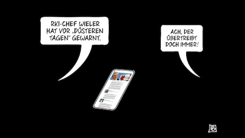 Cartoon: Wieler warnt (medium) by Harm Bengen tagged rki,chef,wieler,warnung,duestere,tage,schwarz,dunkel,handy,corona,uebertreibung,harm,bengen,cartoon,karikatur,rki,chef,wieler,warnung,duestere,tage,schwarz,dunkel,handy,corona,uebertreibung,harm,bengen,cartoon,karikatur