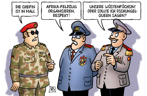 Cartoon: Wüstenfüchsin (medium) by Harm Bengen tagged wüstenfuechsin,wüstenfuchs,rommel,general,chefin,mali,afrika,afrikafeldzug,dschungelqueen,dschungelcamp,gauck,steinmeier,von,der,leyen,krieg,bundeswehr,armee,militaer,auslandseinsaetze,harm,bengen,cartoon,karikatur,wüstenfuechsin,wüstenfuchs,rommel,general,chefin,mali,afrika,afrikafeldzug,dschungelqueen,dschungelcamp,gauck,steinmeier,von,der,leyen,krieg,bundeswehr,armee,militaer,auslandseinsaetze,harm,bengen,cartoon,karikatur